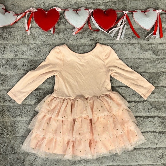 Cat & Jack 18 Months Light Pink Long Sleeve Dress Shirt with Gold Hearts Tutu - Picture 4 of 5